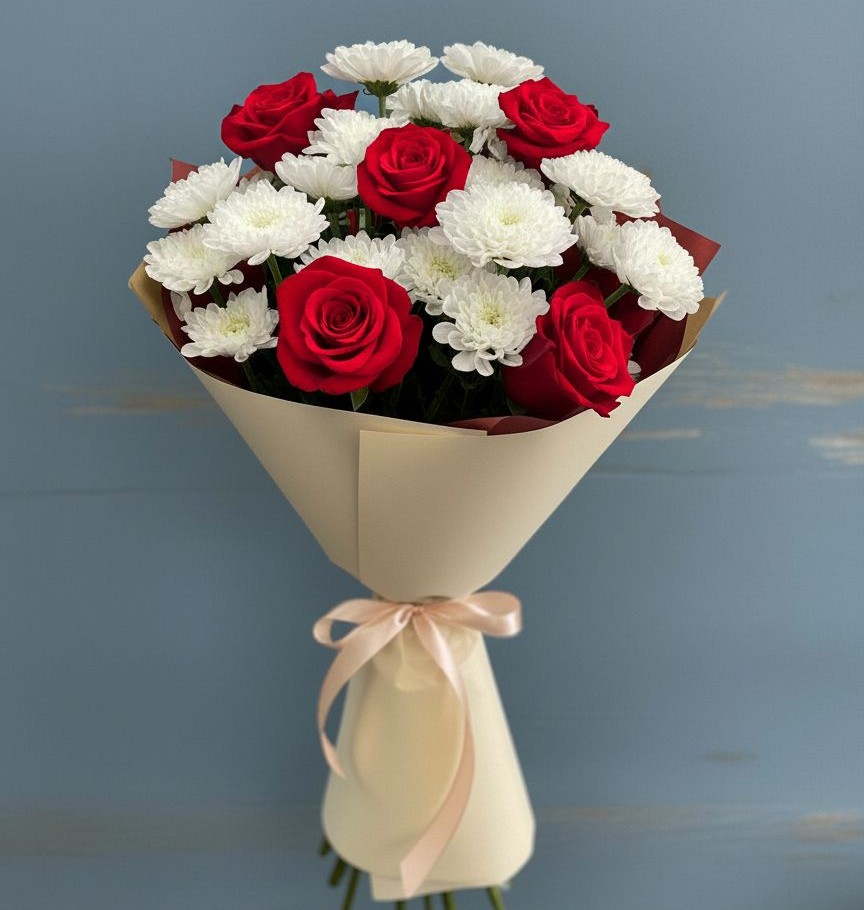 Букет цветов из: Розы и Хризантемы в Краснооктябрьском