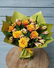 Букет цветов из:  Альстромерии и Розы #REPLACE_PRED# Краснооктябрьском