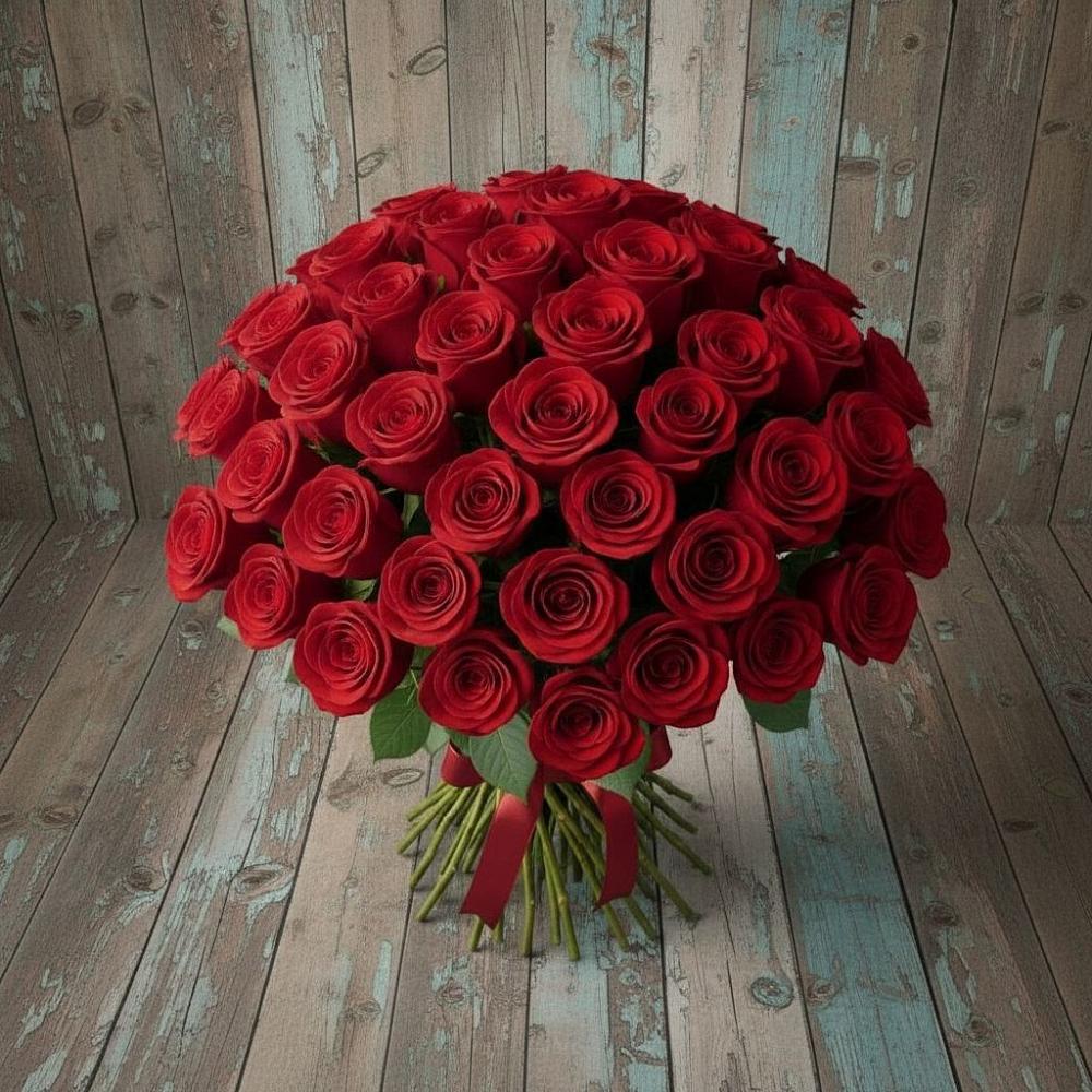 Букет 55 Красных роз Фридом в Краснооктябрьском