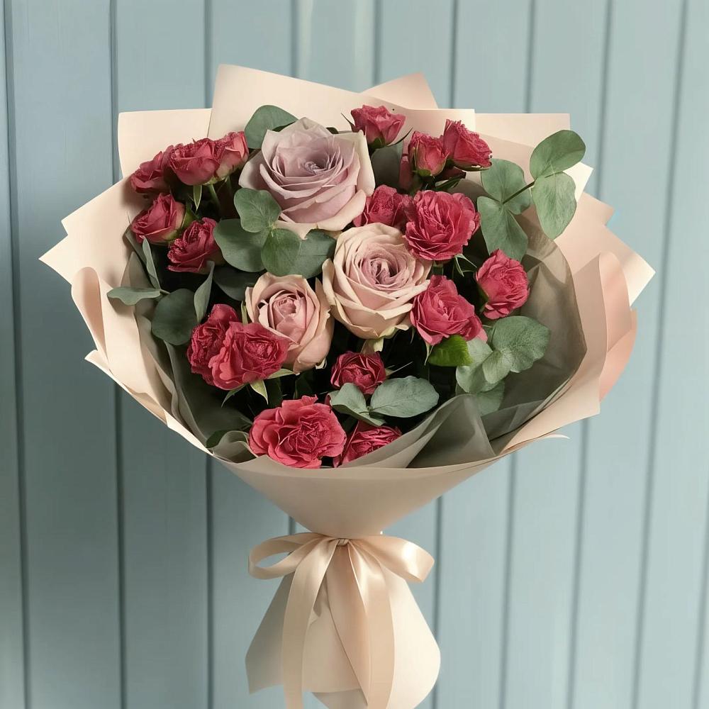 Букет цветов из: Гвоздики и Розы в Краснооктябрьском