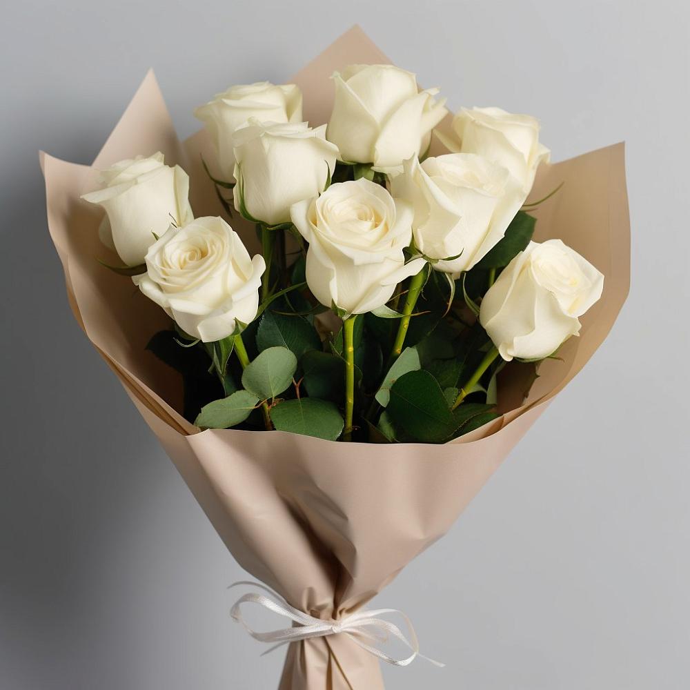 Букет 9 Белых роз Эдлесс Лав в Краснооктябрьском