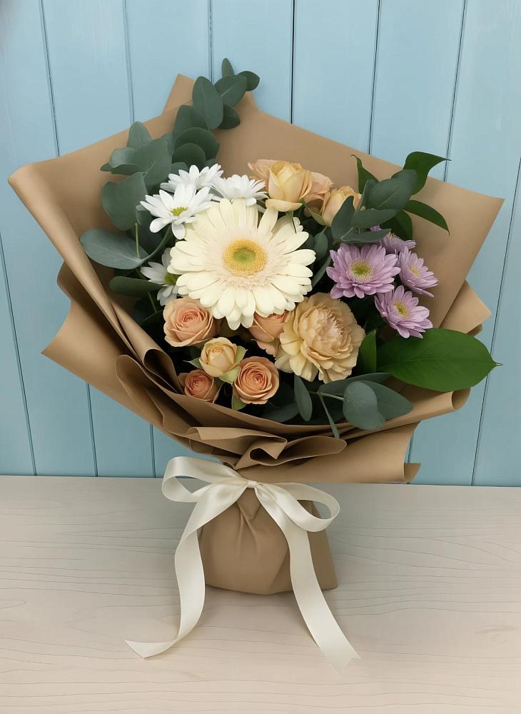 Букет цветов из: Герберы и Хризантемы в Краснооктябрьском