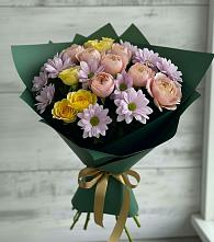Букет цветов из:  Хризантемы и Розы #REPLACE_PRED# Краснооктябрьском