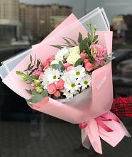 Букет цветов из:  Розы, Лизиантусы и Хризантемы в Краснооктябрьском