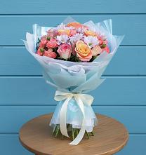 Букет цветов из:  Хризантемы и Розы в Краснооктябрьском